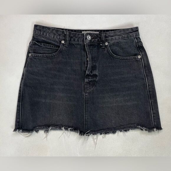 Free People Rugged Aline Denim Jean Skirt Women Size 27 Black - Picture 1 of 6
